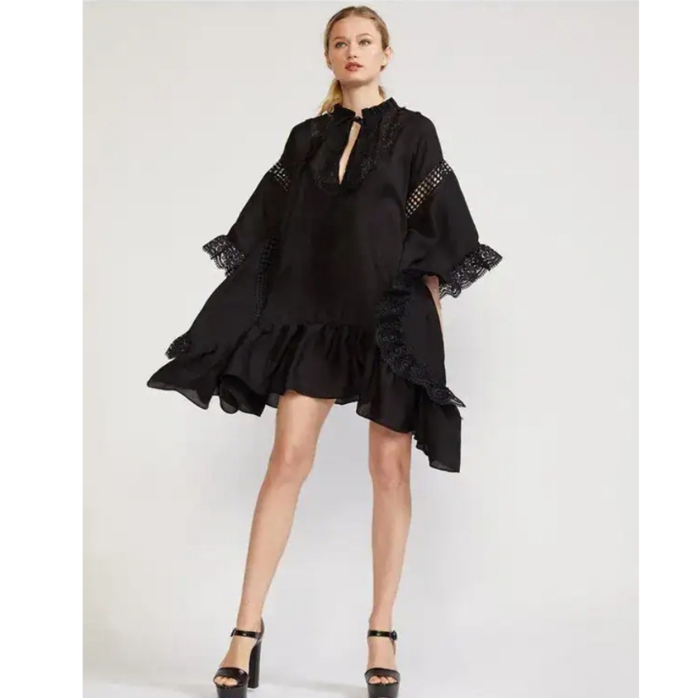 CYNTHIA ROWLEY LACE TRIM KAFTAN DRESS - Picture 2 of 9